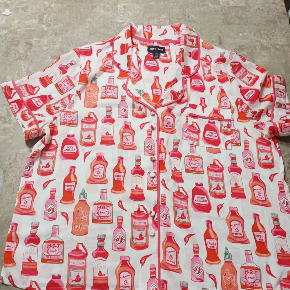 Room Service Hot Sauce Matching Set Satin Pajamas